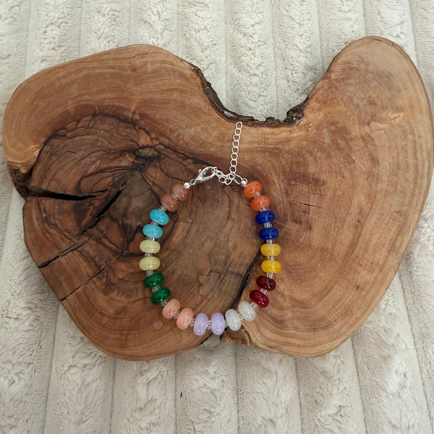 Rainbow Glass Beaded Necklace and Bracelet Set