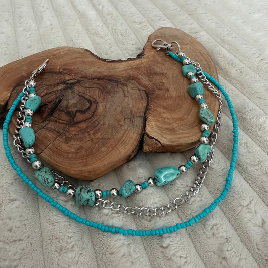 Triple Layer Turquoise Bag Chain