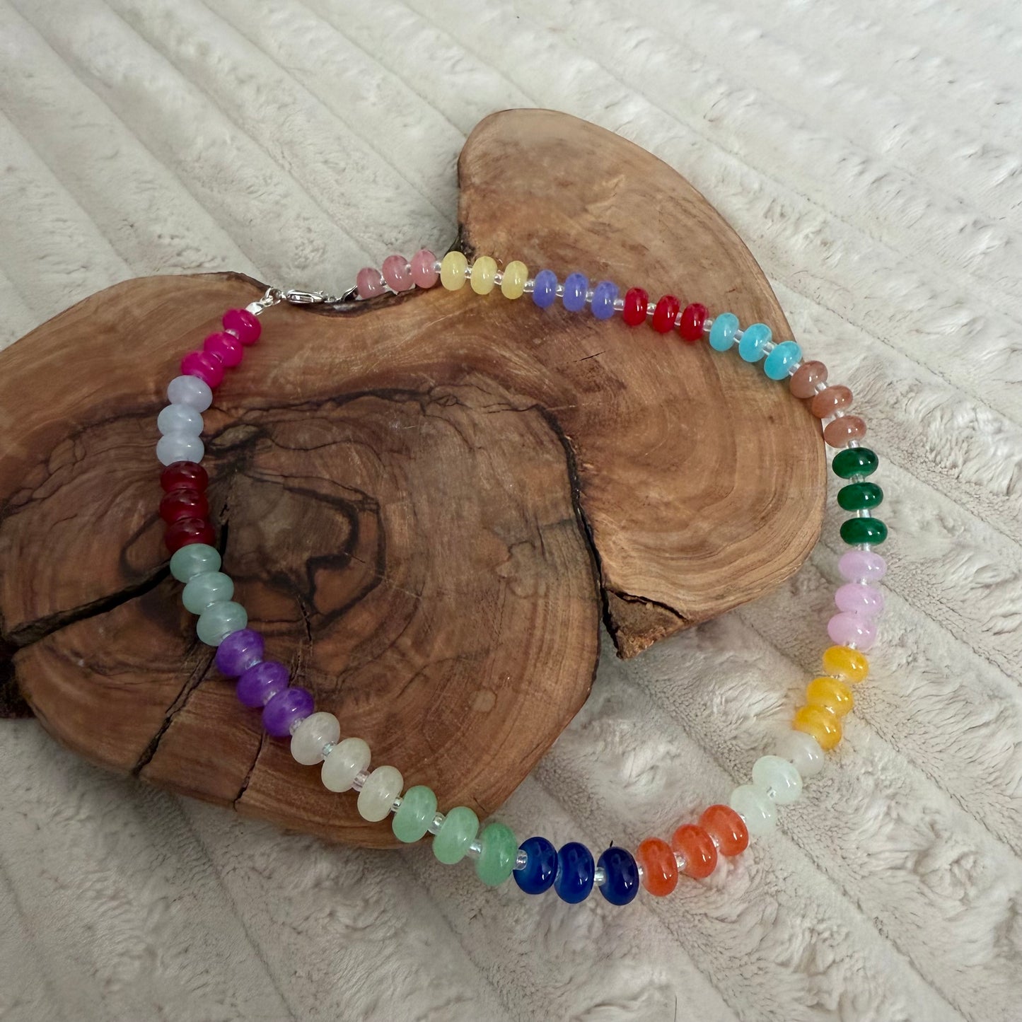 Rainbow Glass Handmade Necklace and Bracelet Set