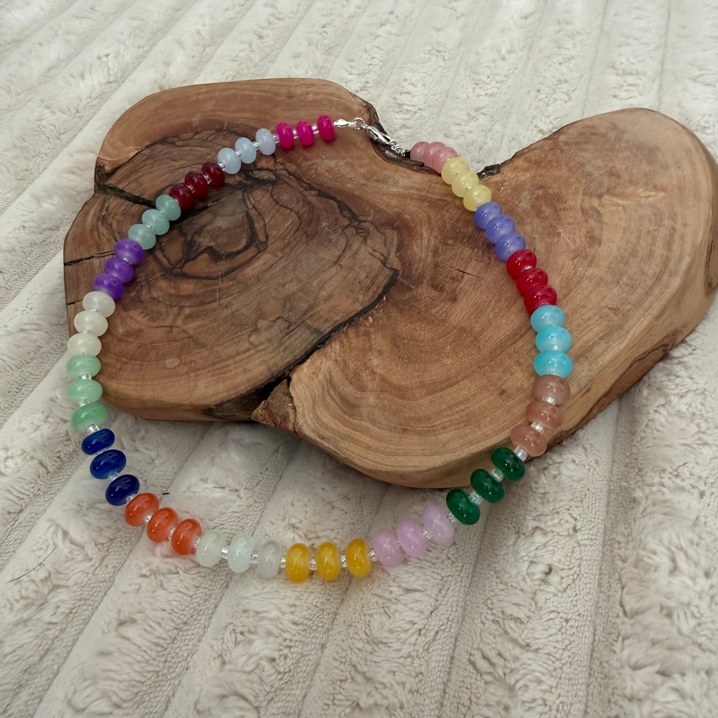 Rainbow Glass Handmade Necklace and Bracelet Set