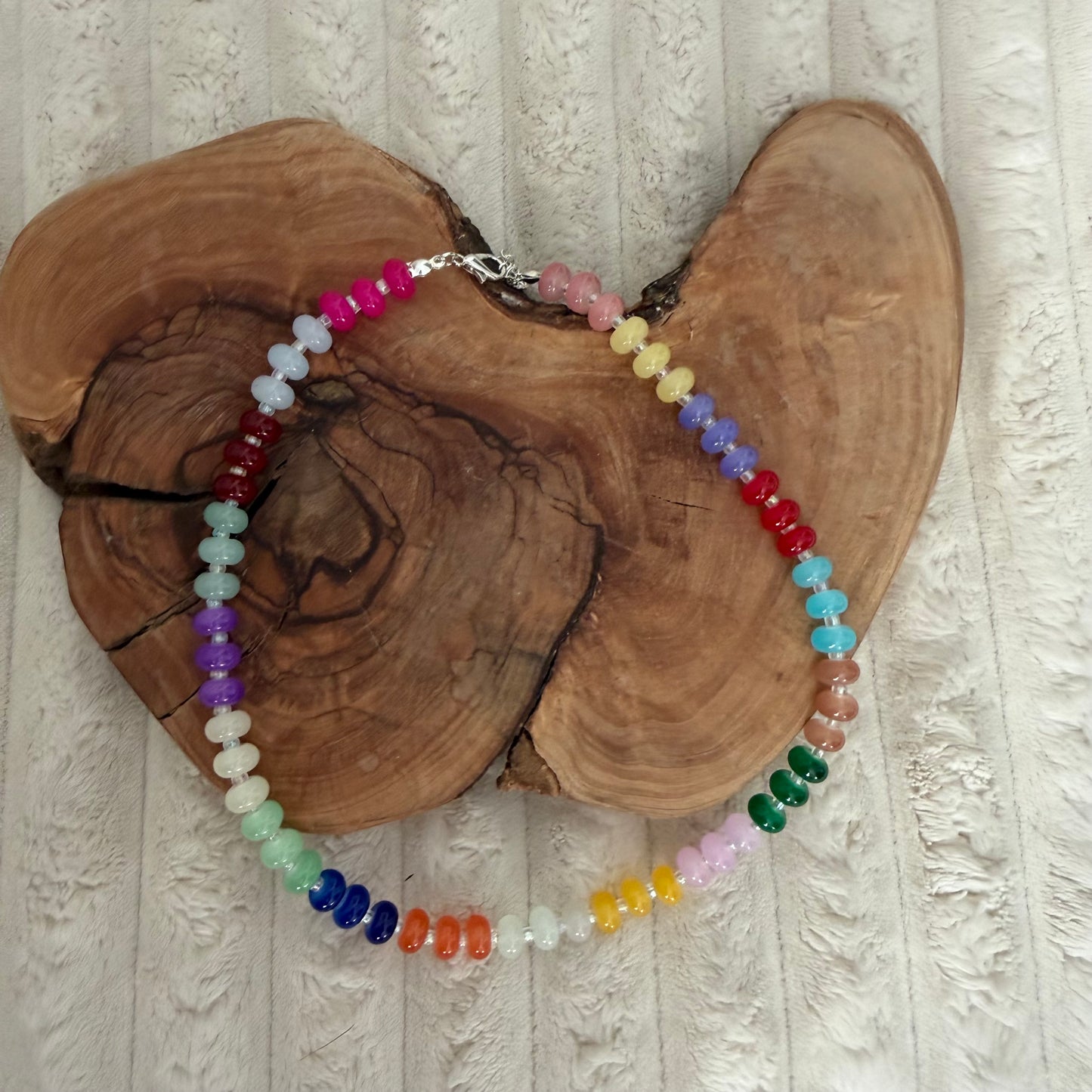 Rainbow Glass Handmade Necklace and Bracelet Set