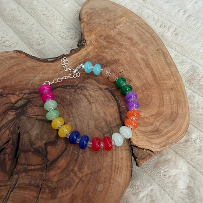 Rainbow Glass Handmade Necklace and Bracelet Set