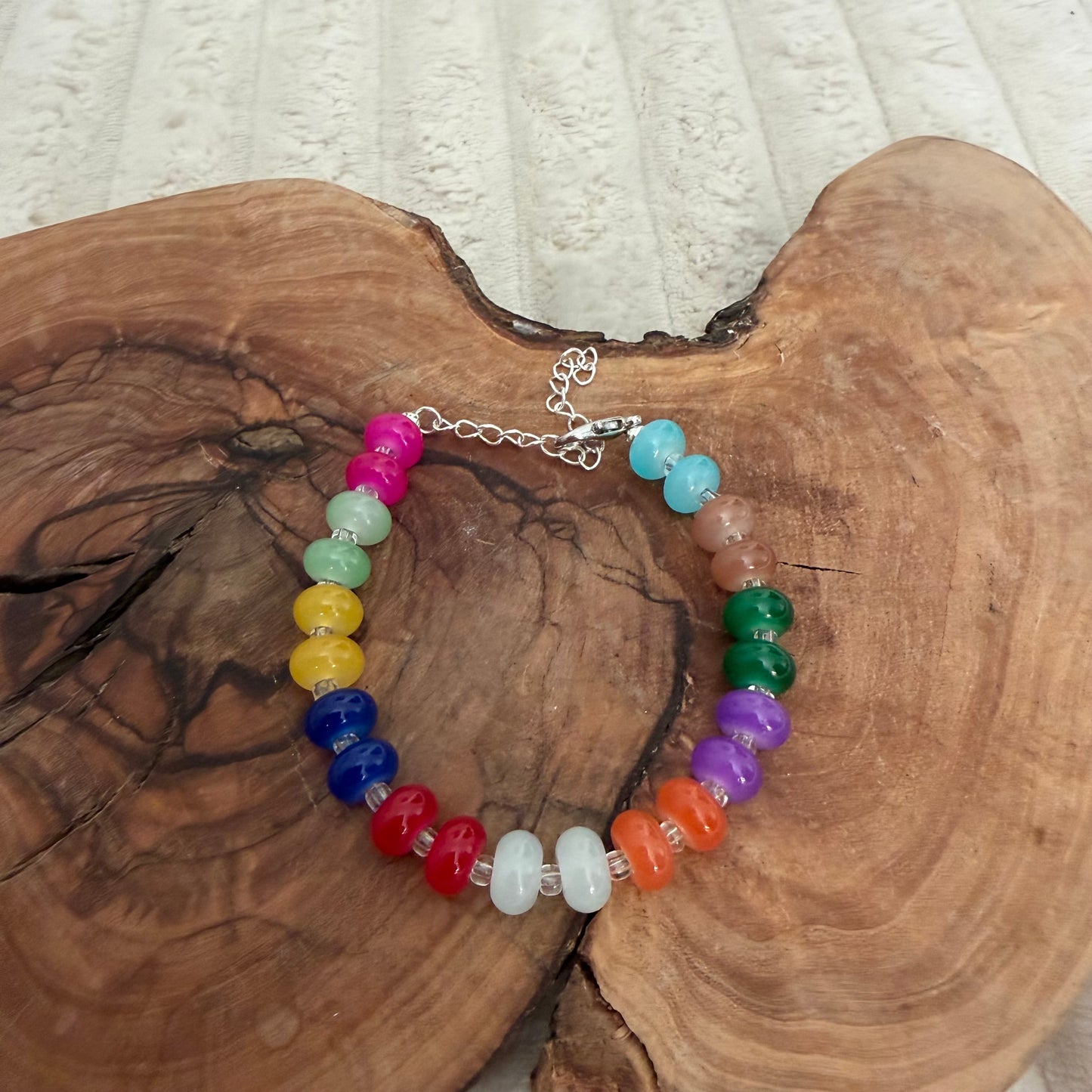 Rainbow Glass Handmade Necklace and Bracelet Set