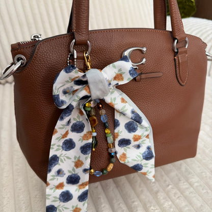 Navy and Gold Floral Bag Charm