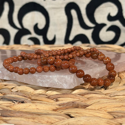 Orange Goldstone Beaded Bracelet