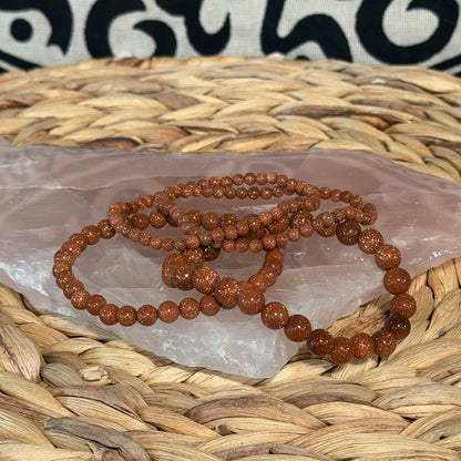 Orange Goldstone Beaded Bracelet