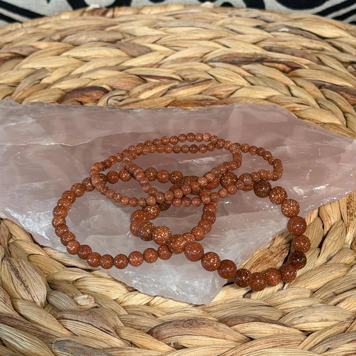 Orange Goldstone Beaded Bracelet
