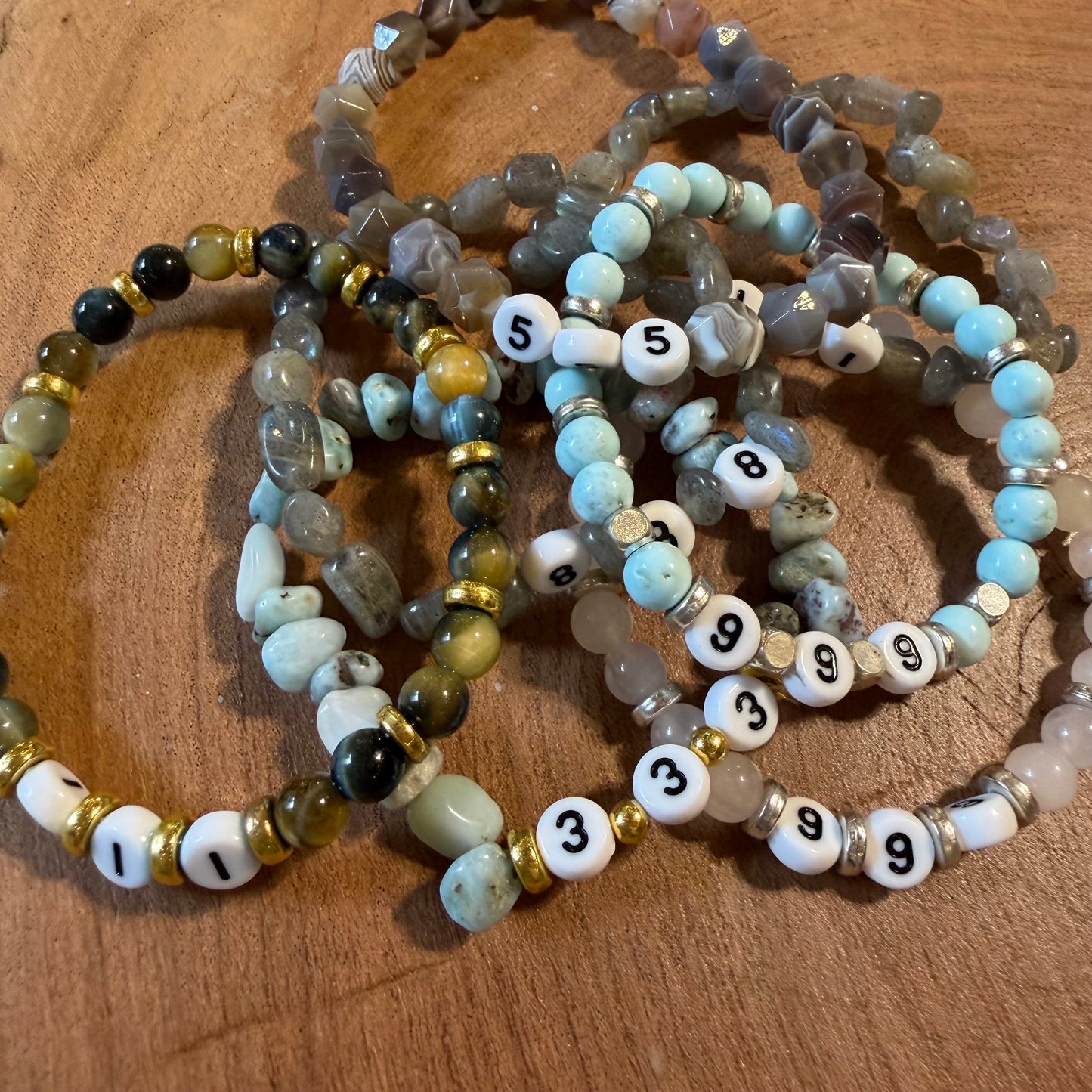 Angel Number Crystal Beaded Bracelets