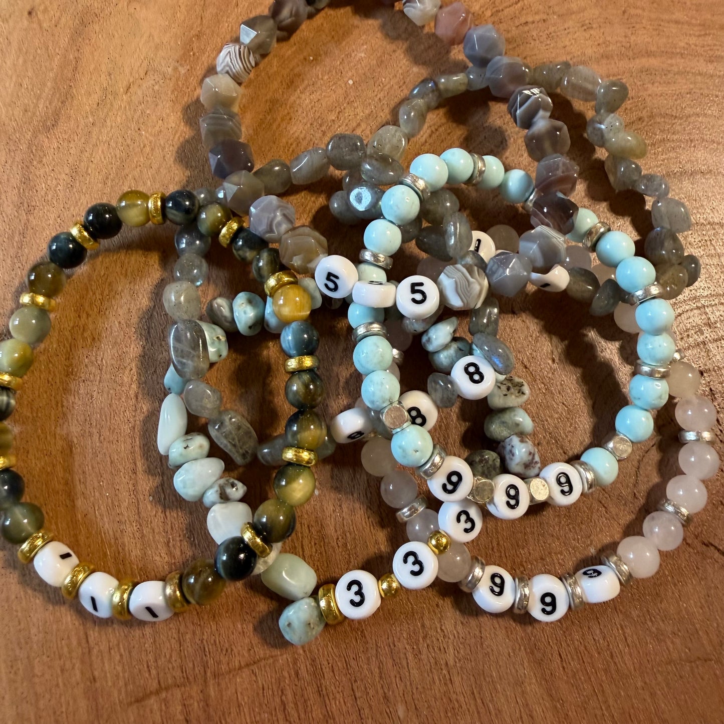 Angel Number Crystal Beaded Bracelets