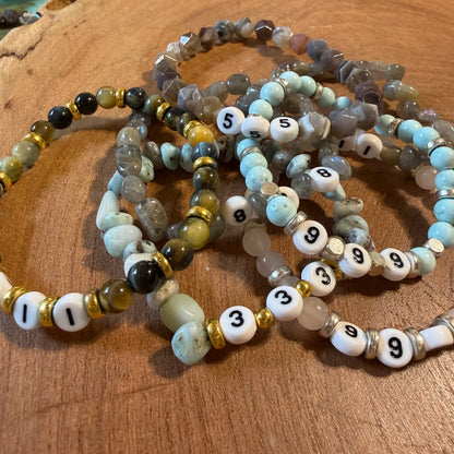 Angel Number Crystal Beaded Bracelets