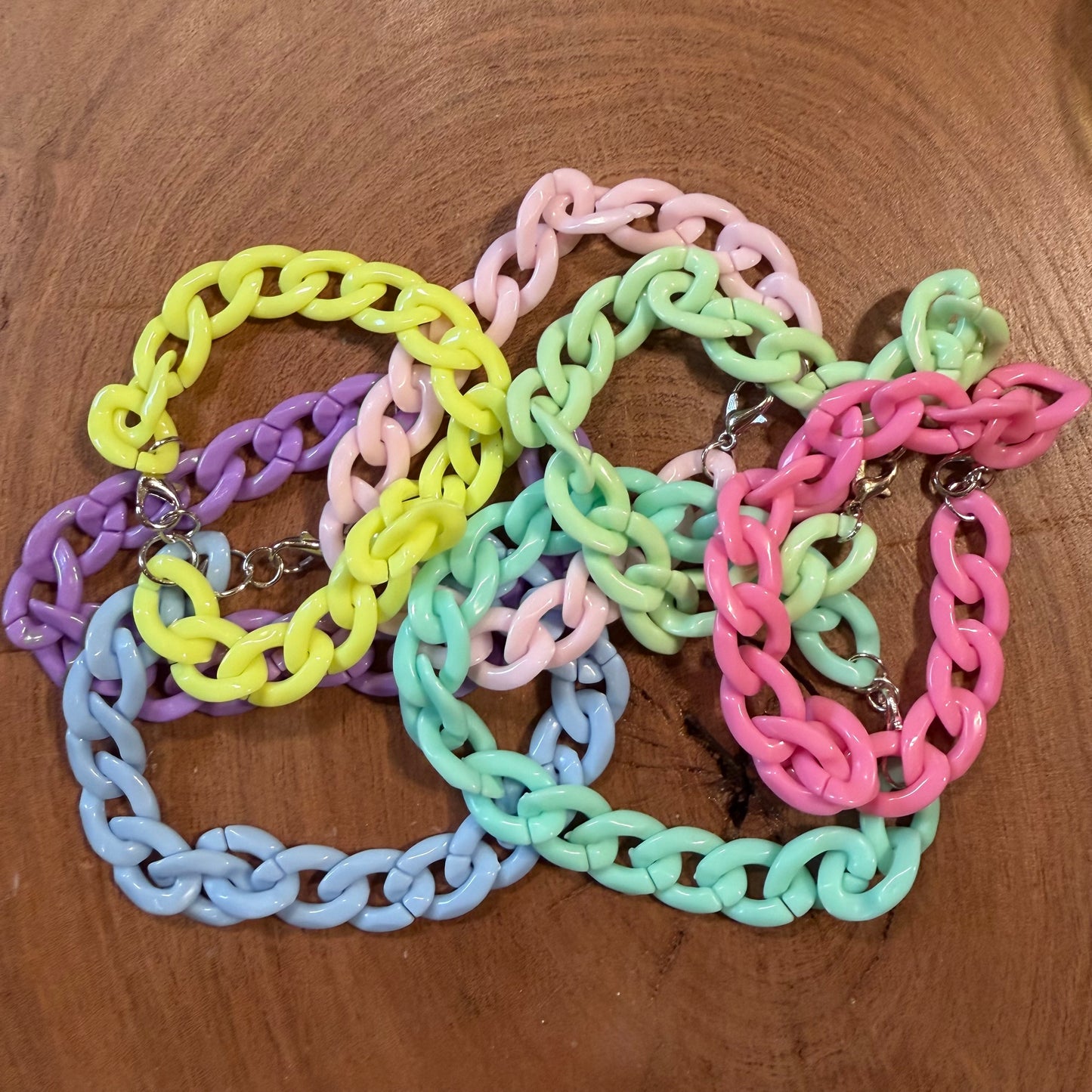 Acrylic Cuban Chain Link Bracelets (Medium Link Size)