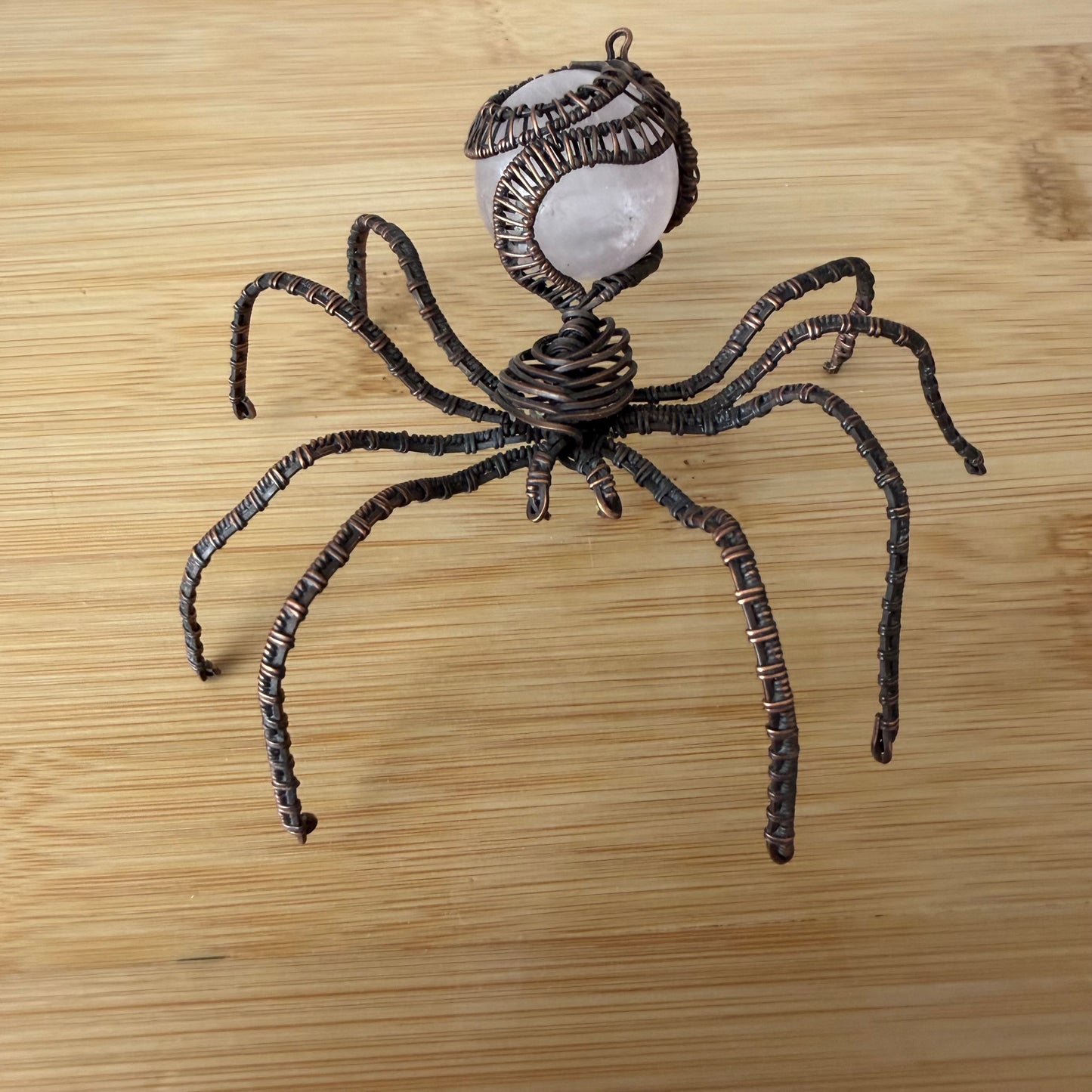 Rose Quartz Copper Wire Wrapped Spider