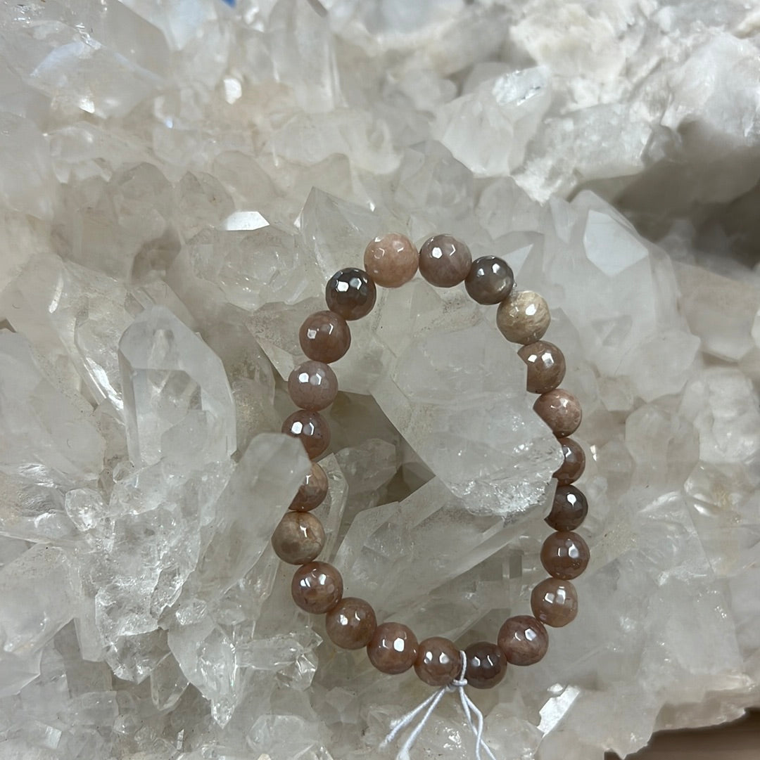 Faceted Moonstone Stretch Bracelet