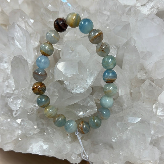 Lemurian Aquatine Calcite Stretch Bracelet