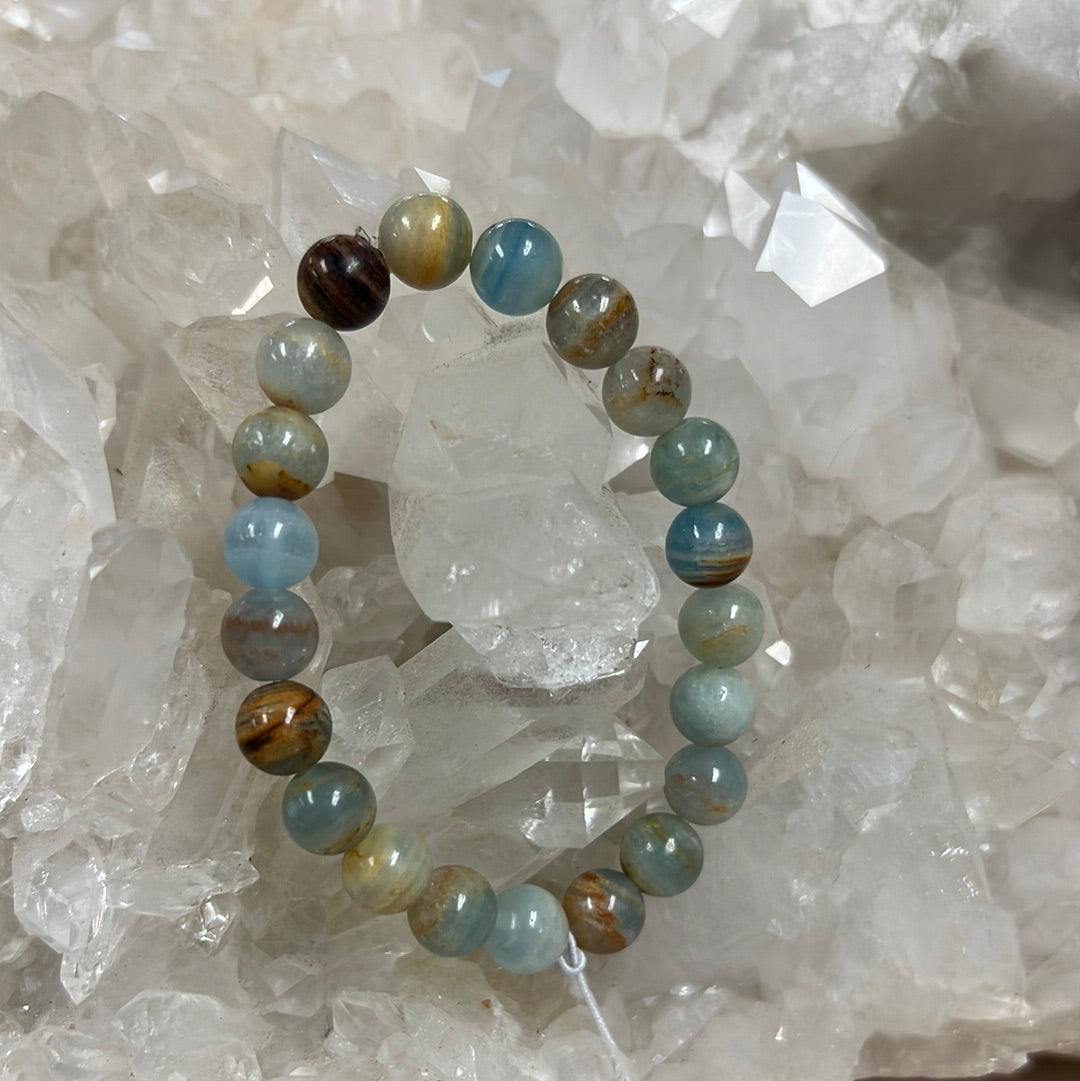Lemurian Aquatine Calcite Stretch Bracelet