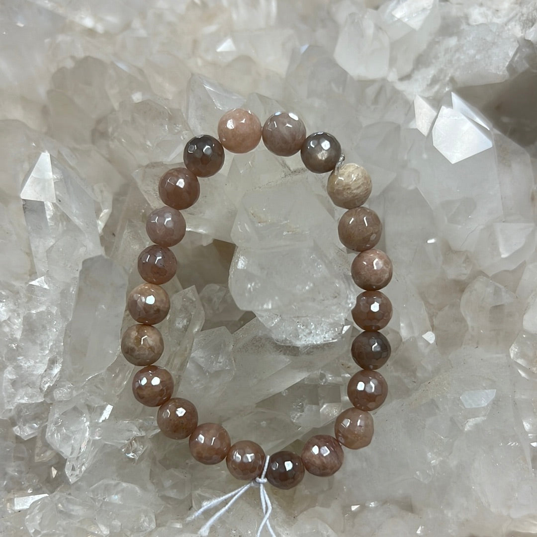 Faceted Moonstone Stretch Bracelet